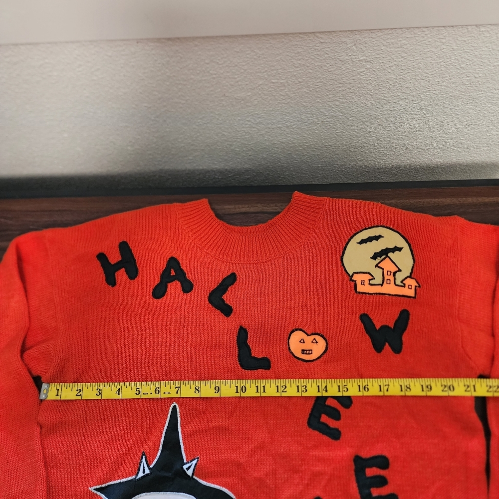 NWT Vintage Shenanigans Halloween Pumpkin Embroidered Sweater - Picture 8 of 9